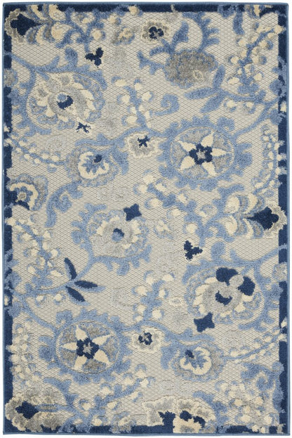 3' X 5' Blue And Gray Floral Power Loom Area Rug HomeRoots