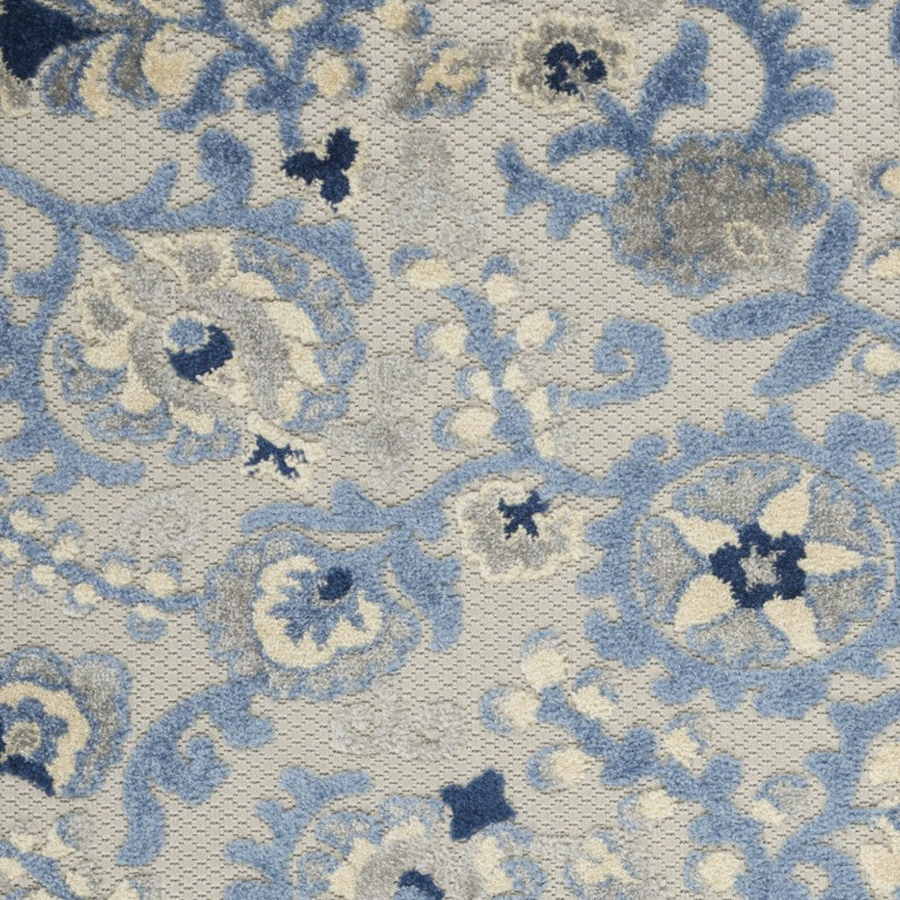 3' X 5' Blue And Gray Floral Power Loom Area Rug — view 2