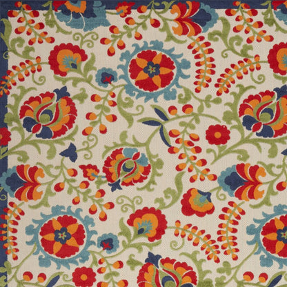 10' X 14' Ivory Blue And Orange Indoor Outdoor Area Rug HomeRoots