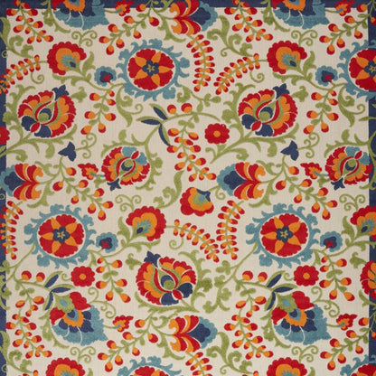 10' X 14' Ivory Blue And Orange Indoor Outdoor Area Rug HomeRoots