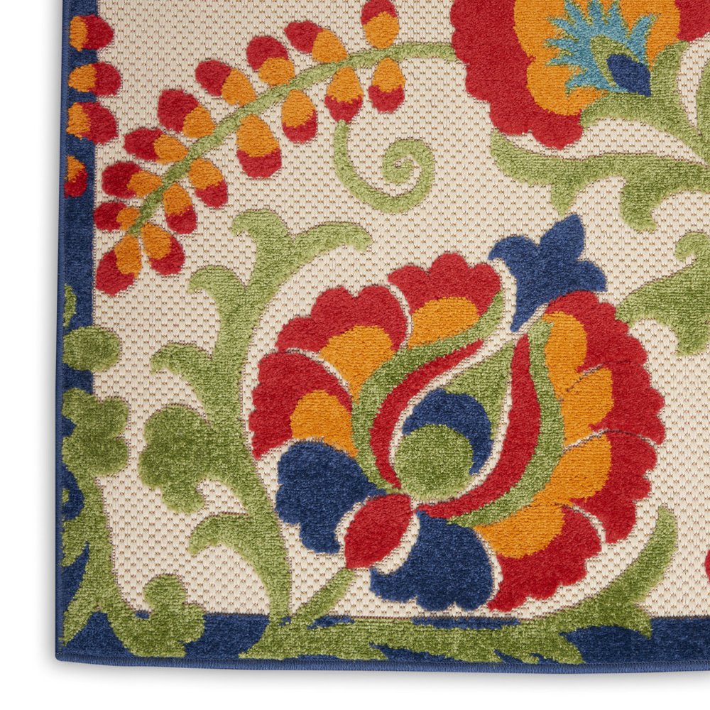 12' X 15' Ivory Blue And Orange Indoor Outdoor Area Rug — view 5