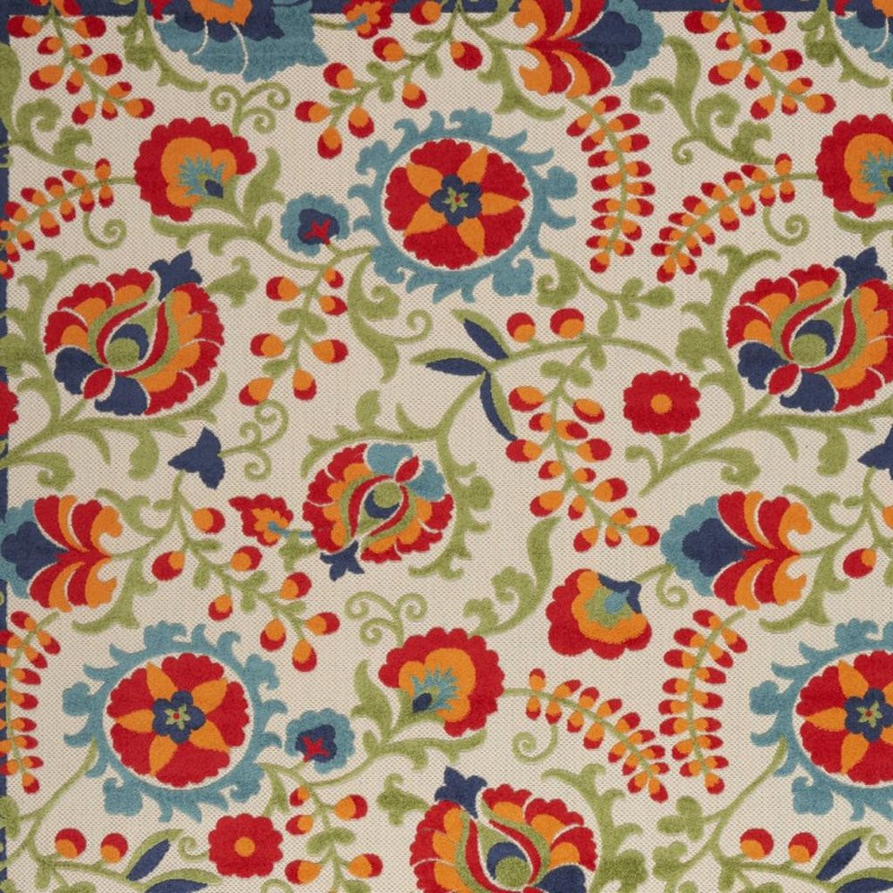 12' X 15' Ivory Blue And Orange Indoor Outdoor Area Rug — view 10