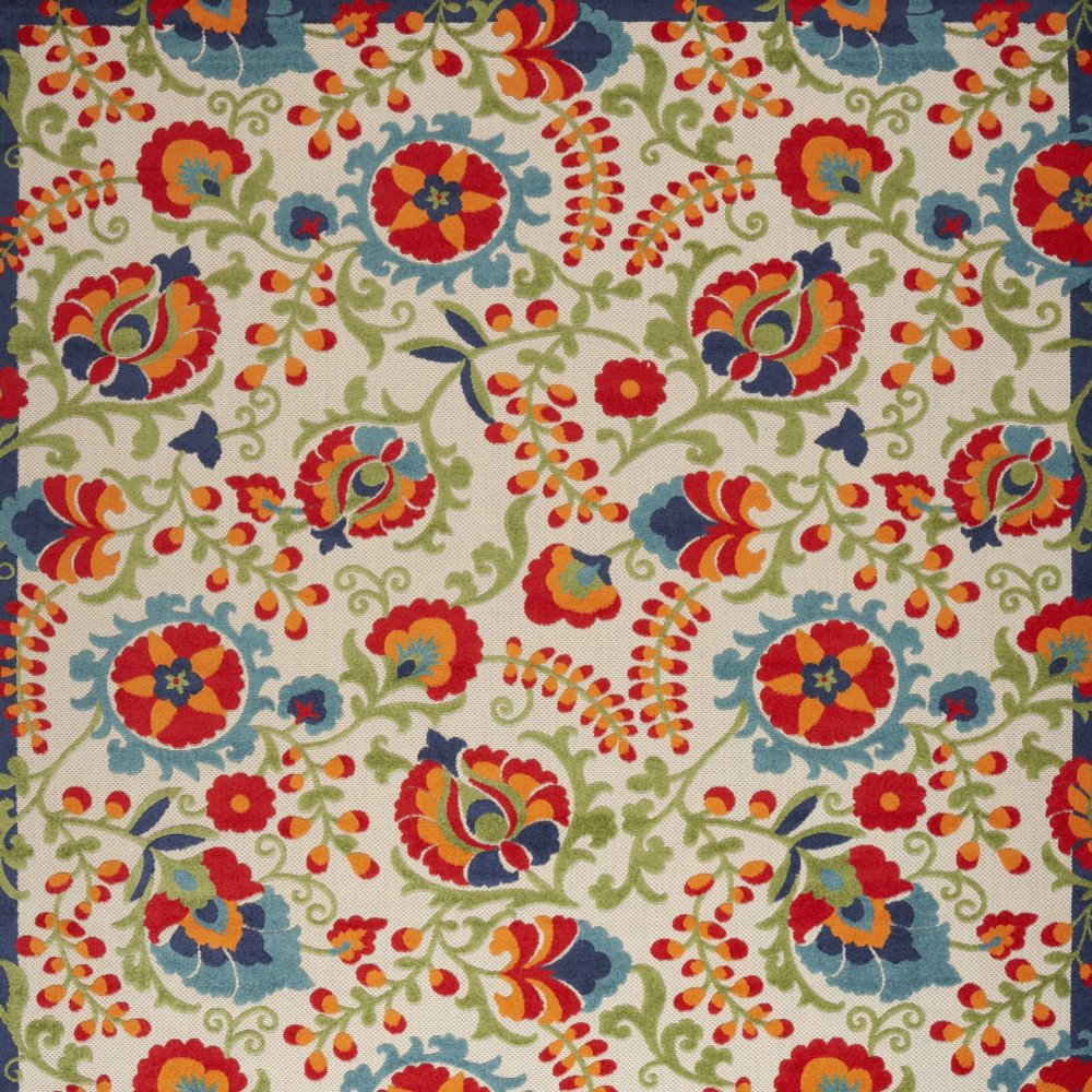 12' X 15' Ivory Blue And Orange Indoor Outdoor Area Rug — view 2