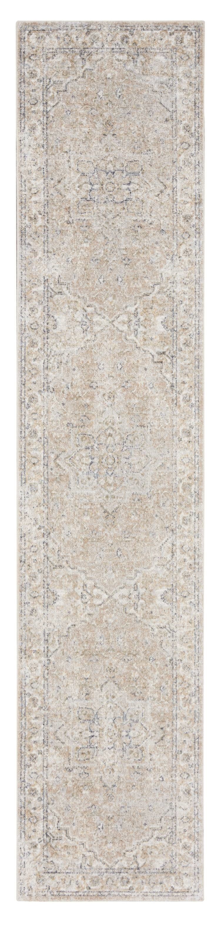 10' Beige Oriental Power Loom Washable Runner Rug - 26.0" (L) x 120.0" (W) x 0.28" (H)