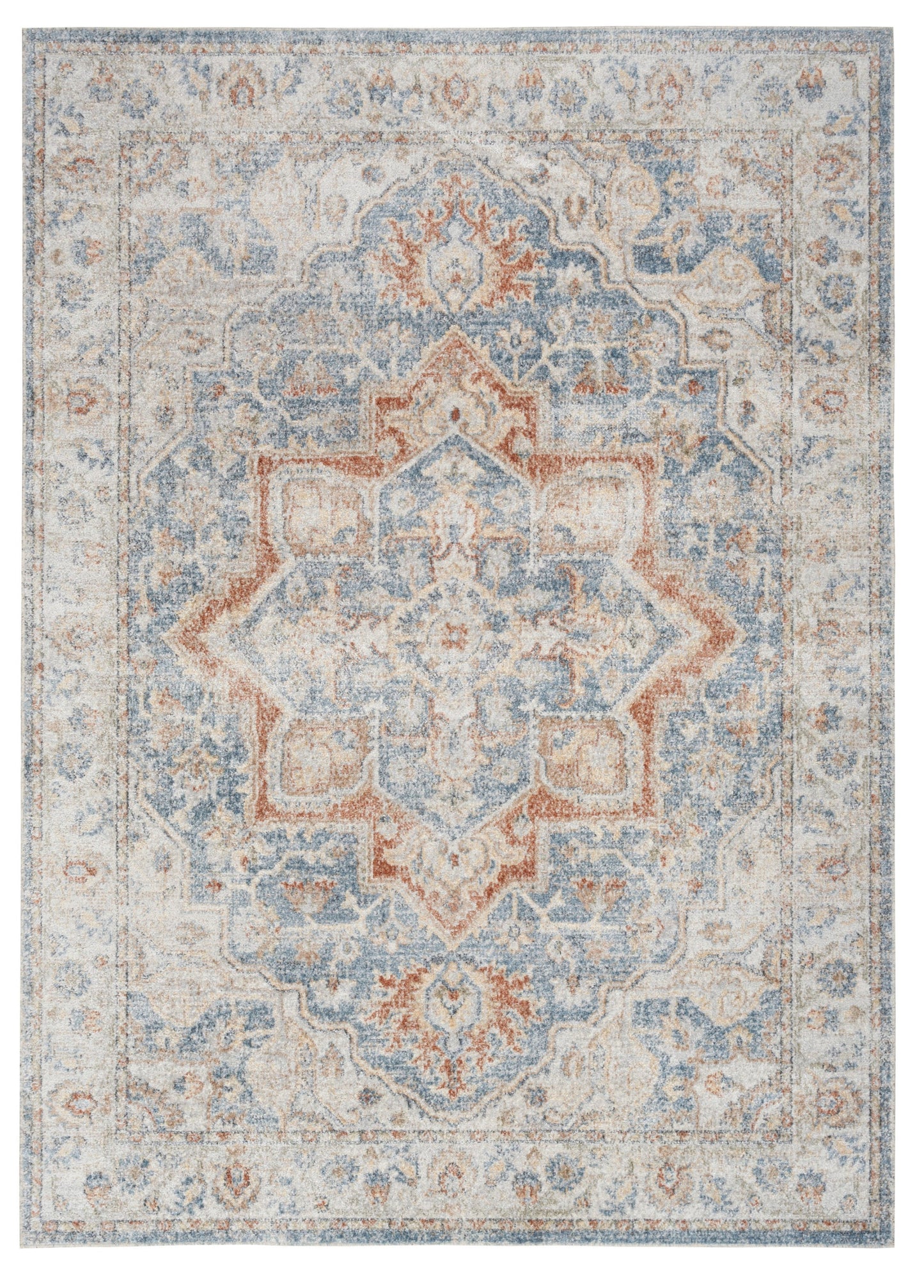 12' Denim Blue Oriental Power Loom Washable Runner Rug - 24.0" (L) x 48.0" (W) x 0.5" (H)