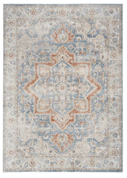 12' Denim Blue Oriental Power Loom Washable Runner Rug - 24.0" (L) x 48.0" (W) x 0.5" (H)