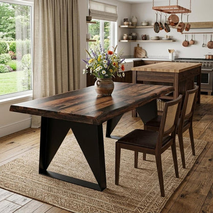 80" Dark Brown And Black Solid Wood And Metal Sled Base Dining Table HomeRoots