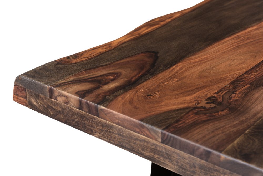 80" Dark Brown And Black Solid Wood And Metal Sled Base Dining Table HomeRoots