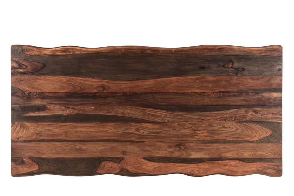 80" Dark Brown And Black Solid Wood And Metal Sled Base Dining Table HomeRoots