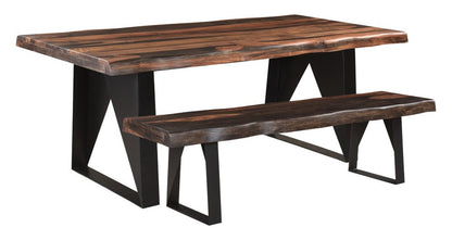 80" Dark Brown And Black Solid Wood And Metal Sled Base Dining Table HomeRoots
