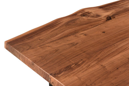 78" Brown And Black Solid Wood And Metal Dining Table HomeRoots