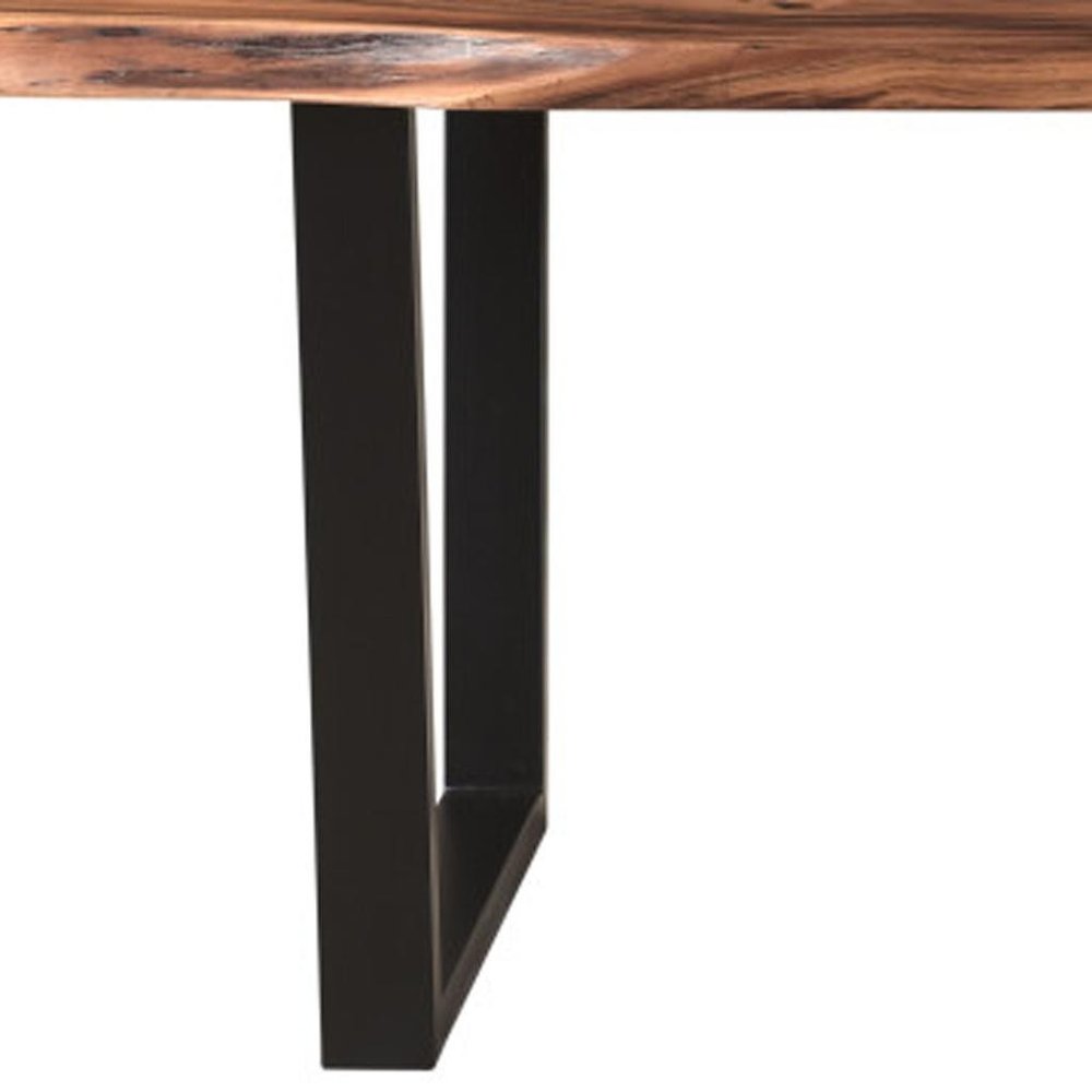 78" Brown And Black Solid Wood And Metal Dining Table HomeRoots