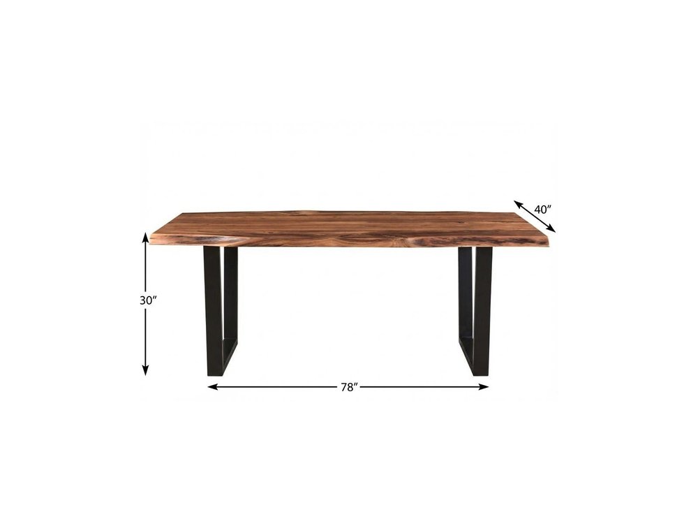78" Brown And Black Solid Wood And Metal Dining Table HomeRoots