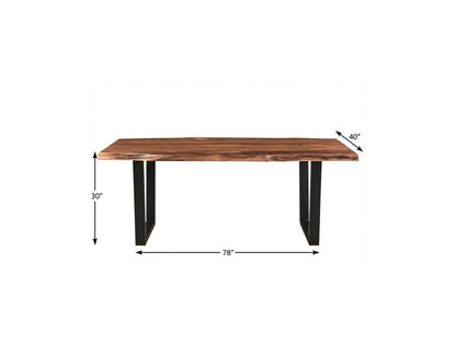 78" Brown And Black Solid Wood And Metal Dining Table HomeRoots