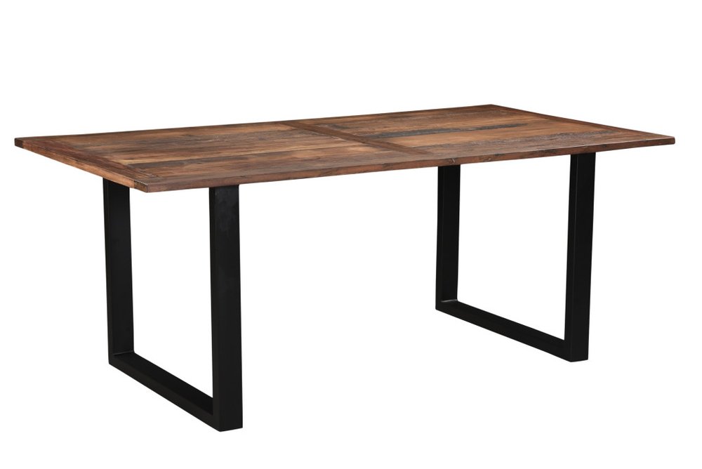 78" Dark Brown And Black Solid Wood Sled Base Dining Table HomeRoots