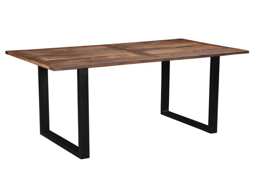 78" Dark Brown And Black Solid Wood Sled Base Dining Table HomeRoots