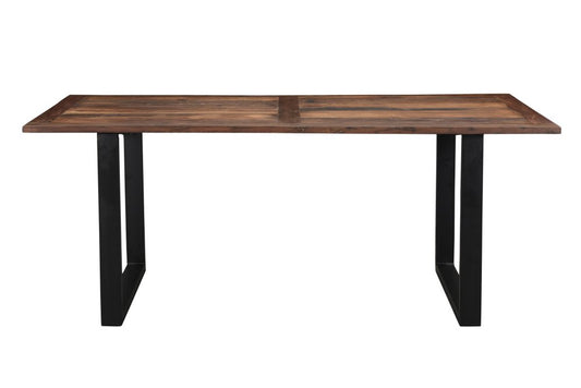 78" Dark Brown And Black Solid Wood Sled Base Dining Table HomeRoots