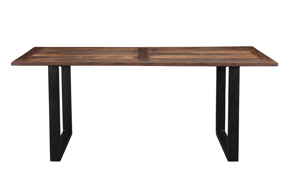 78" Dark Brown And Black Solid Wood Sled Base Dining Table HomeRoots