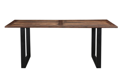 78" Dark Brown And Black Solid Wood Sled Base Dining Table HomeRoots