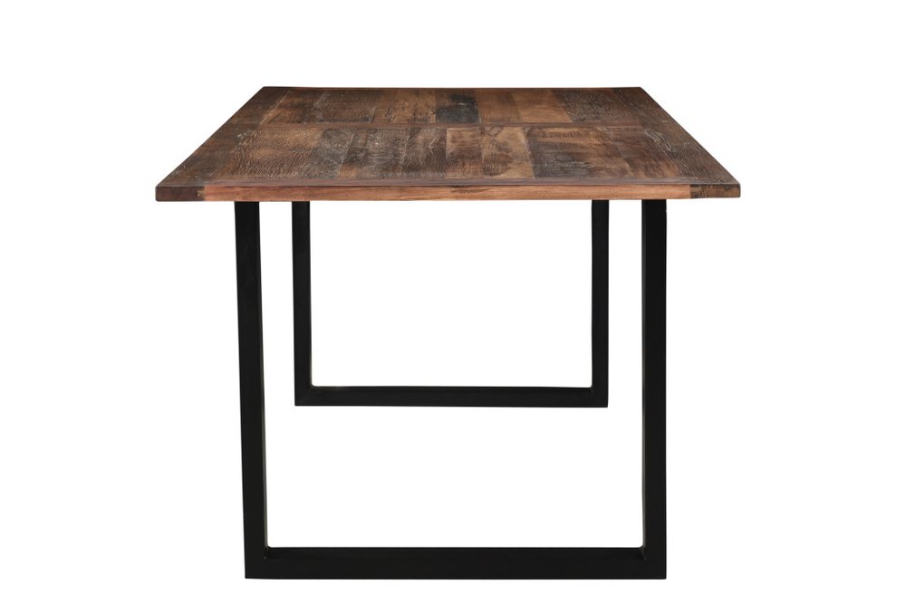 78" Dark Brown And Black Solid Wood Sled Base Dining Table HomeRoots