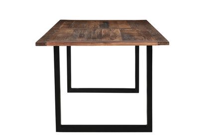 78" Dark Brown And Black Solid Wood Sled Base Dining Table HomeRoots