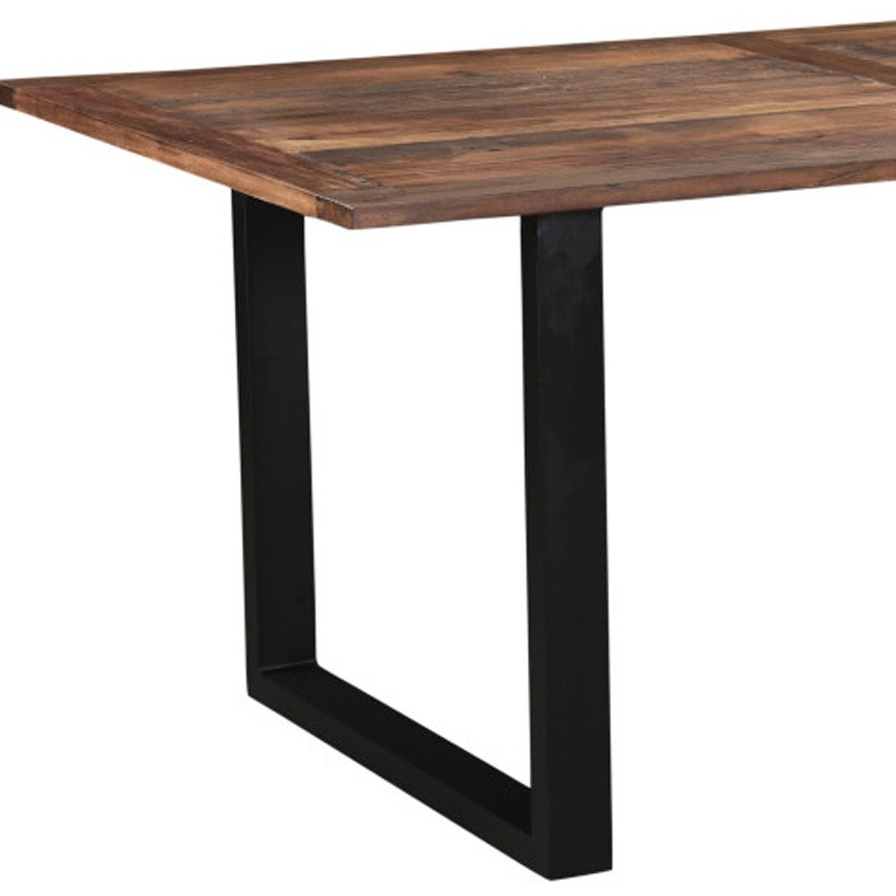 78" Dark Brown And Black Solid Wood Sled Base Dining Table HomeRoots