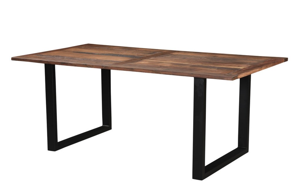 78" Dark Brown And Black Solid Wood Sled Base Dining Table HomeRoots