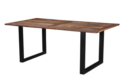 78" Dark Brown And Black Solid Wood Sled Base Dining Table HomeRoots