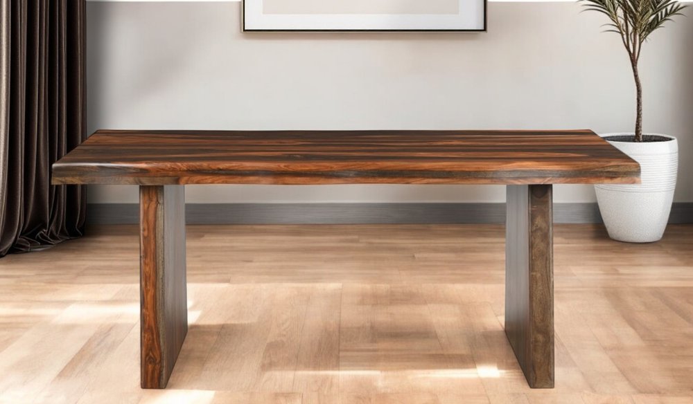 74" Dark Brown Solid Wood Dining Table — view 5