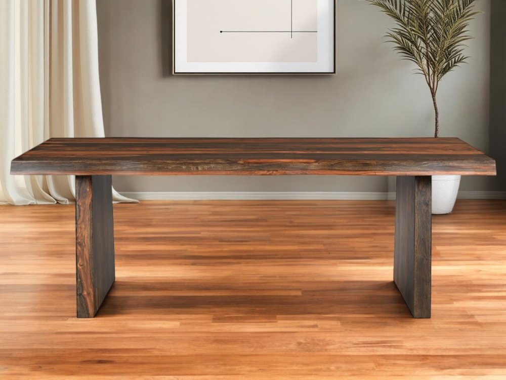 86" Dark Brown Solid Wood Dining Table HomeRoots