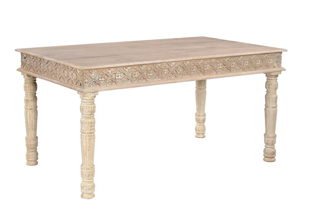 60" White Solid Wood Dining Table — view 1