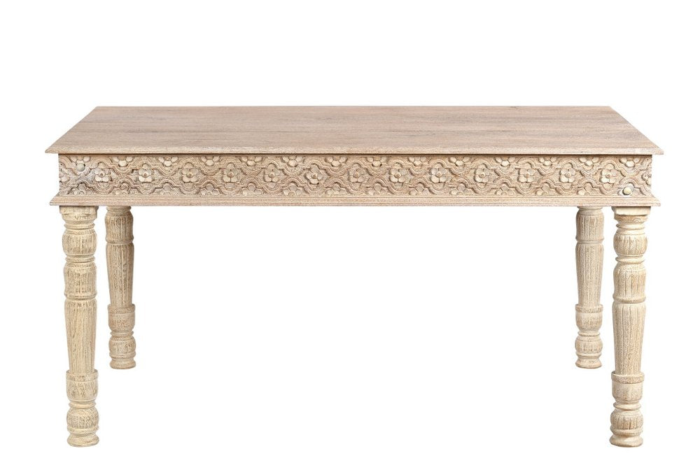 60" White Solid Wood Dining Table — view 2