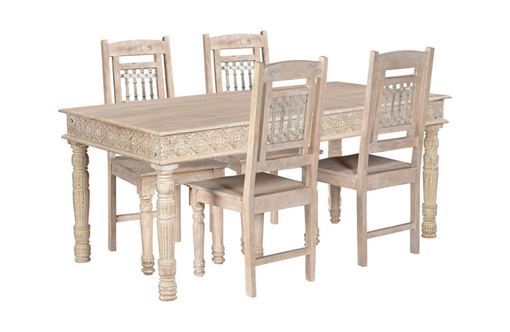 60" White Solid Wood Dining Table — view 6