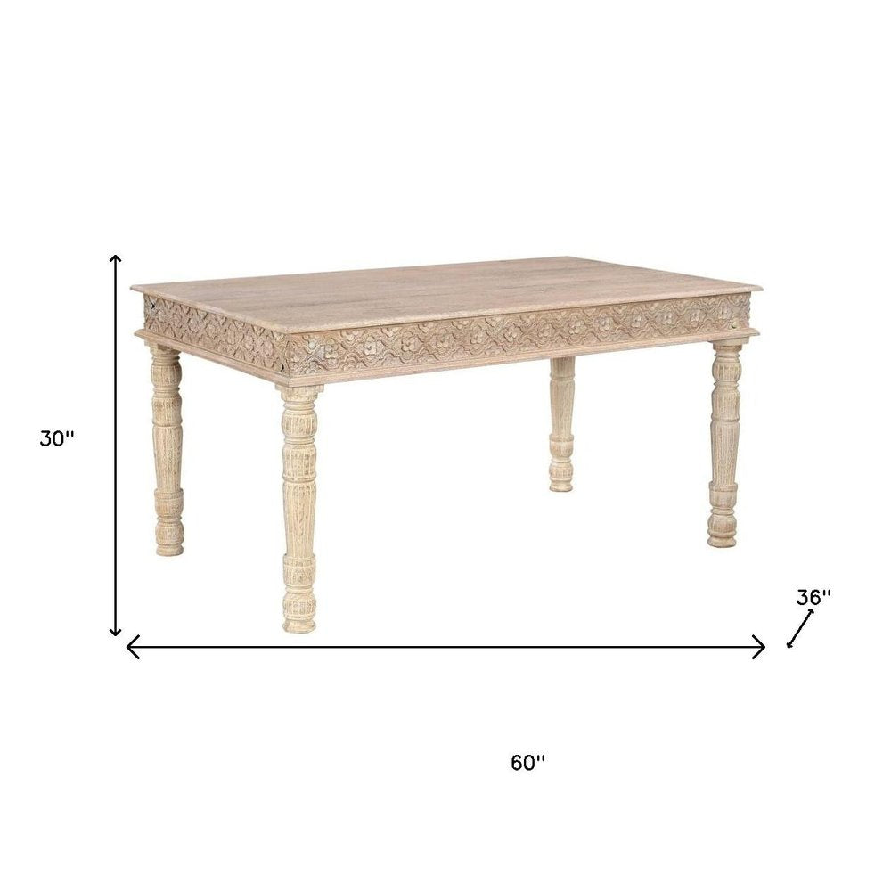 60" White Solid Wood Dining Table — view 9