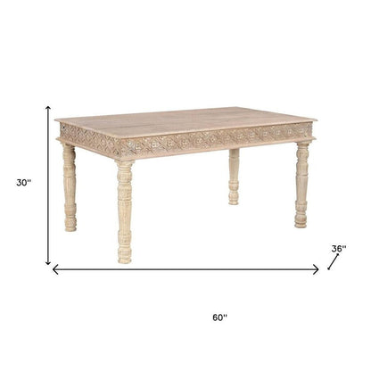 60" White Solid Wood Dining Table HomeRoots