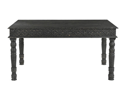 60" Black Solid Wood Dining Table