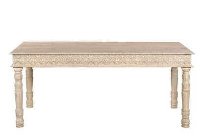 60" White Solid Wood Dining Table