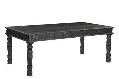 84" Black Solid Wood Dining Table