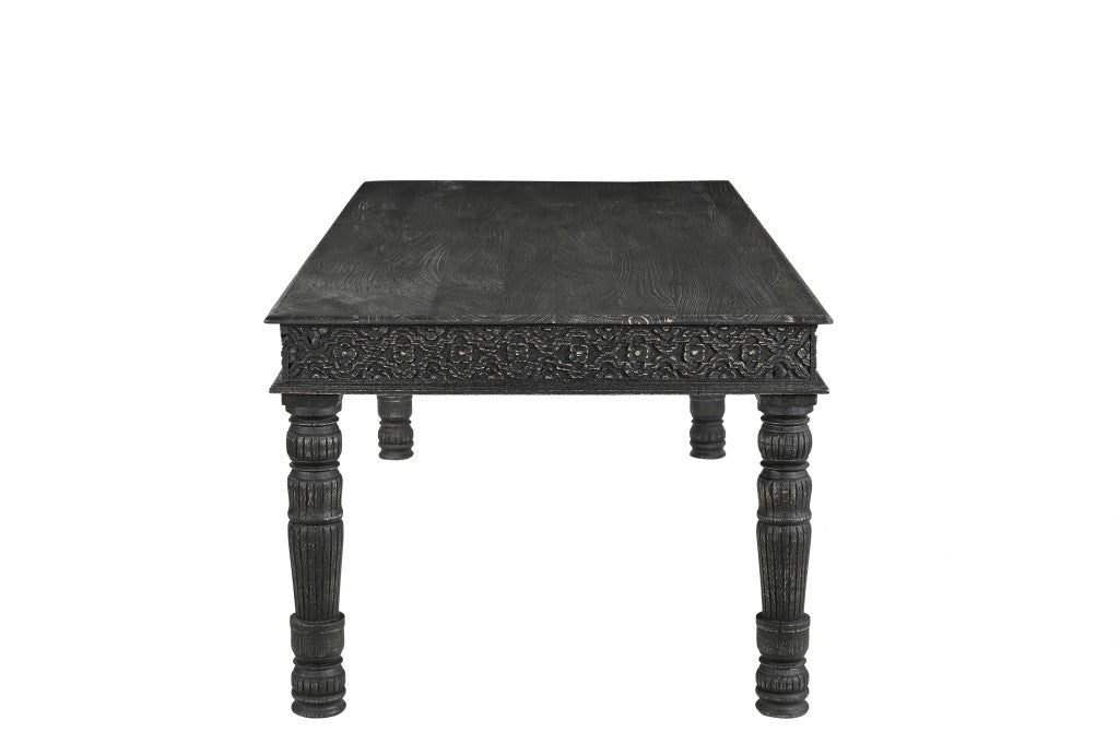 84" Black Solid Wood Dining Table