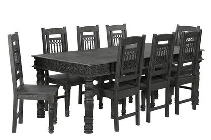 84" Black Solid Wood Dining Table