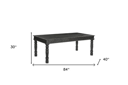 84" Black Solid Wood Dining Table