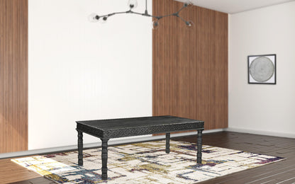 84" Black Solid Wood Dining Table