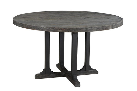 54" Black Rounded Solid Wood Pedestal Base Dining Table HomeRoots