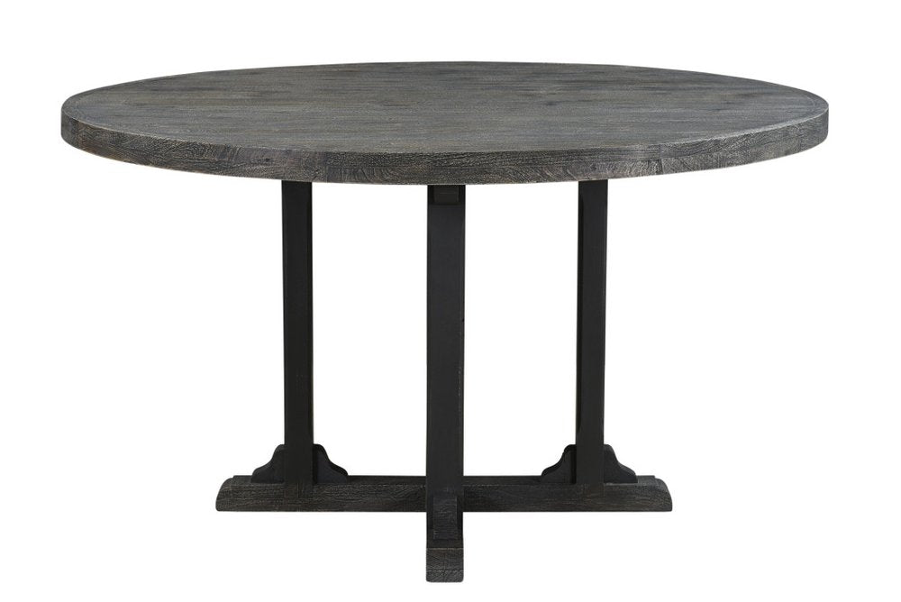 54" Black Rounded Solid Wood Pedestal Base Dining Table HomeRoots