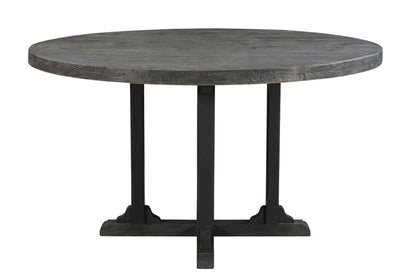 54" Black Rounded Solid Wood Pedestal Base Dining Table HomeRoots