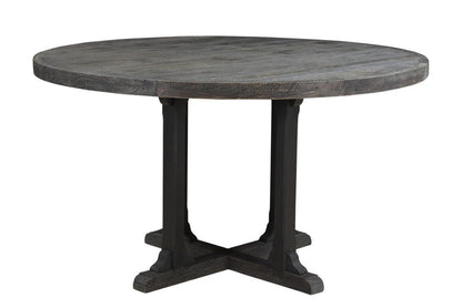 54" Black Rounded Solid Wood Pedestal Base Dining Table HomeRoots