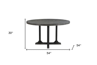 54" Black Rounded Solid Wood Pedestal Base Dining Table HomeRoots