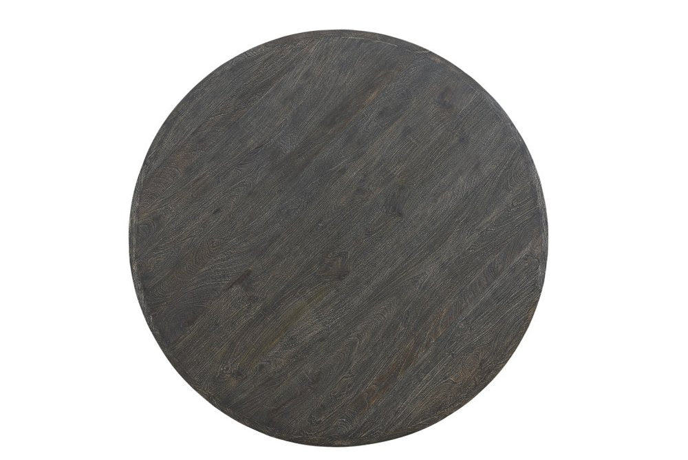 54" Black Rounded Solid Wood Pedestal Base Dining Table HomeRoots