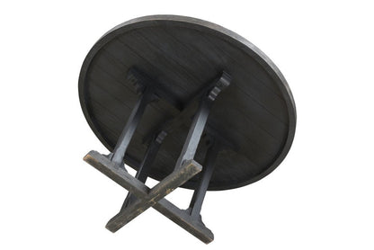 54" Black Rounded Solid Wood Pedestal Base Dining Table HomeRoots