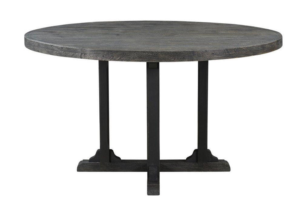 54" Black Rounded Solid Wood Pedestal Base Dining Table HomeRoots